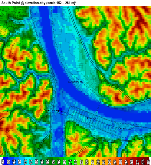South Point elevation map