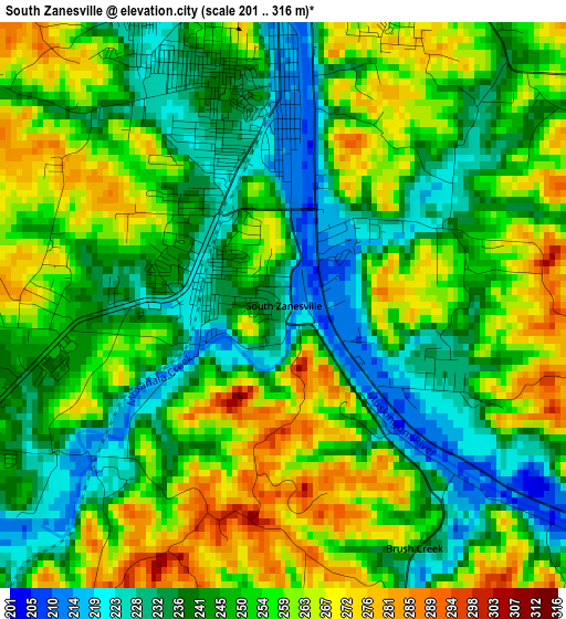 South Zanesville elevation map