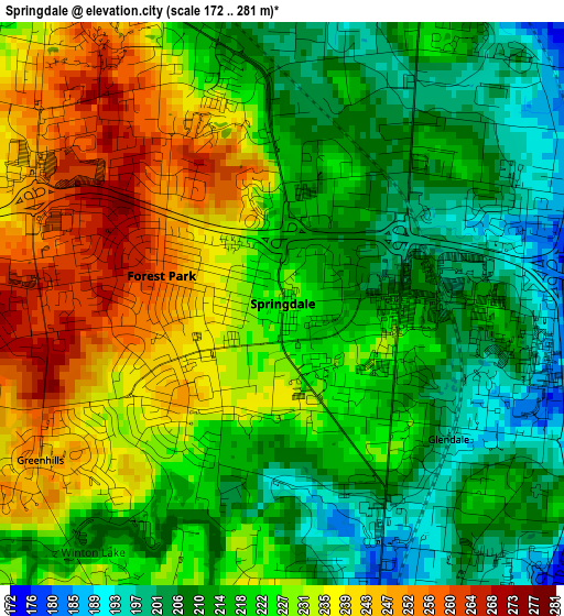 Springdale elevation map