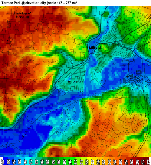 Terrace Park elevation map