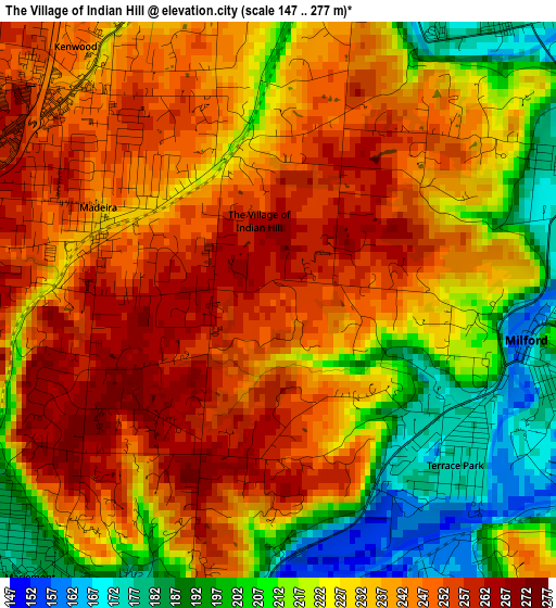 The Village of Indian Hill elevation map