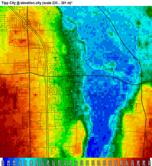 Tipp City elevation map