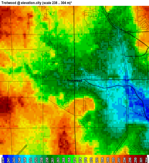 Trotwood elevation map