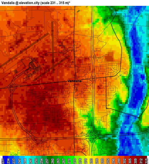 Vandalia elevation map