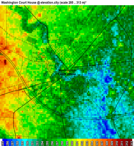 Washington Court House elevation map