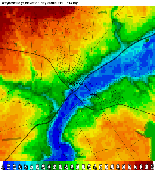 Waynesville elevation map