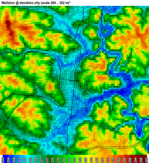 Wellston elevation map