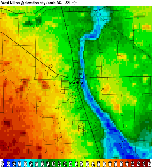 West Milton elevation map