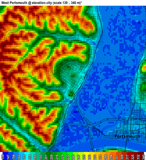 West Portsmouth elevation map