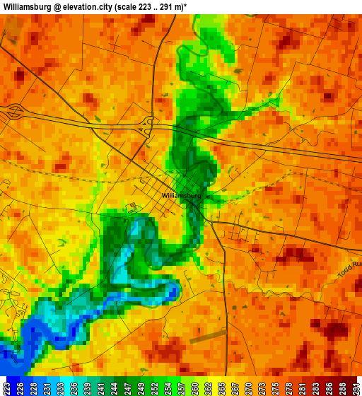 Williamsburg elevation map