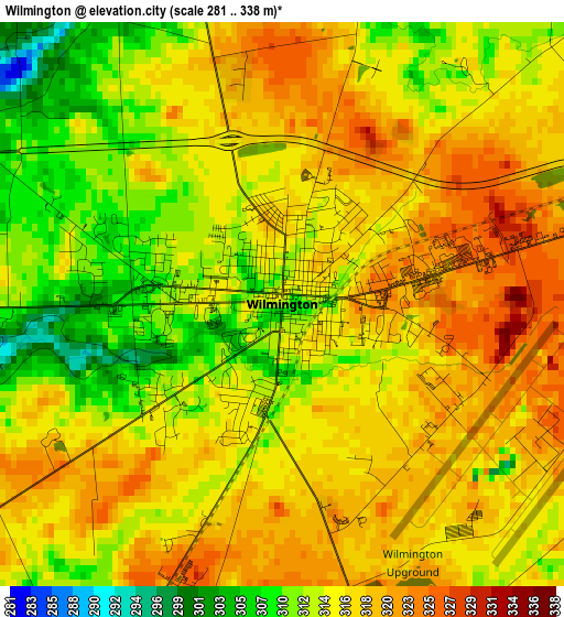 Wilmington elevation map