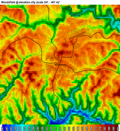 Woodsfield elevation map