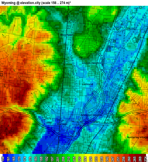 Wyoming elevation map