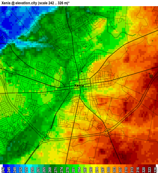 Xenia elevation map