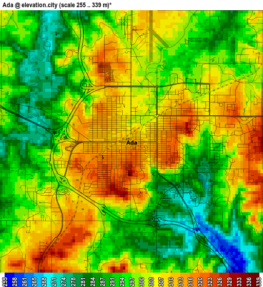 Ada elevation map