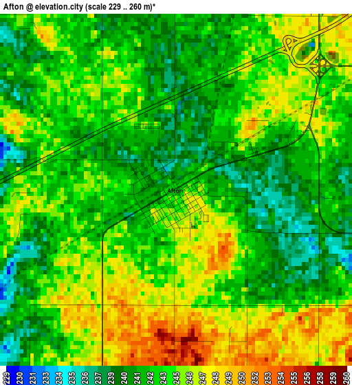 Afton elevation map