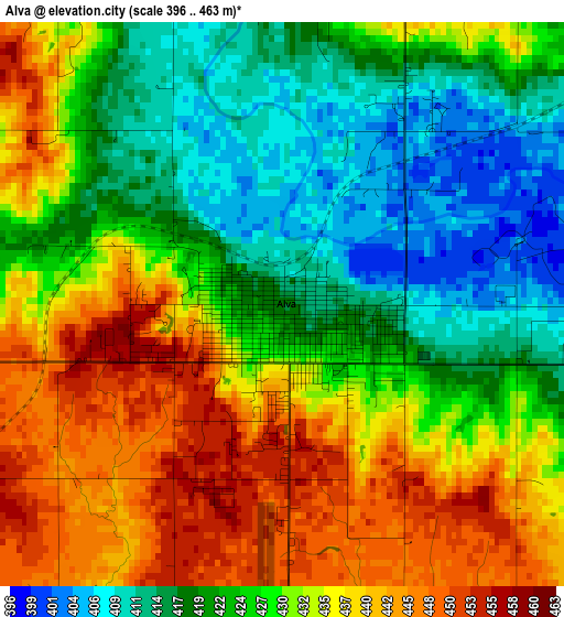 Alva elevation map