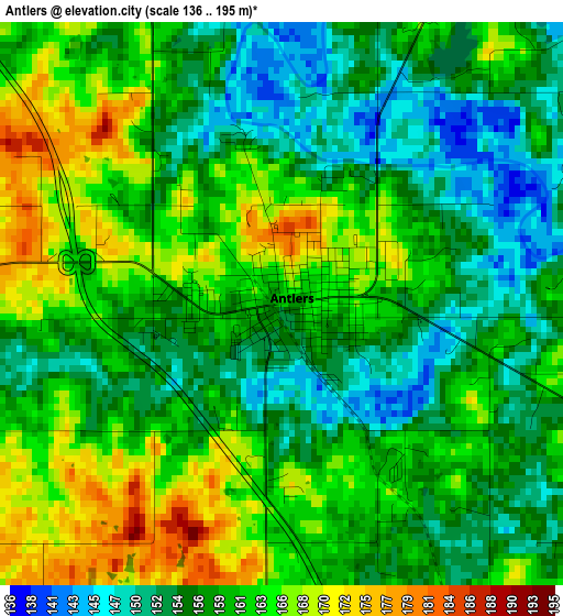 Antlers elevation map