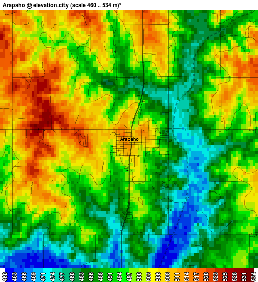 Arapaho elevation map