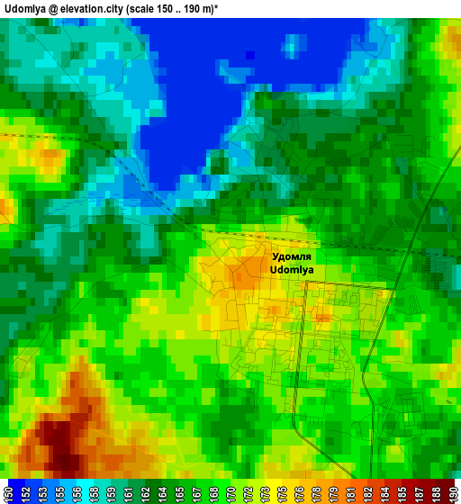 Udomlya elevation map