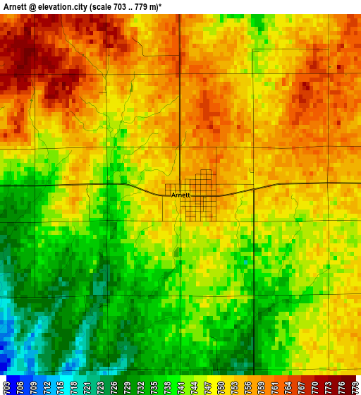 Arnett elevation map