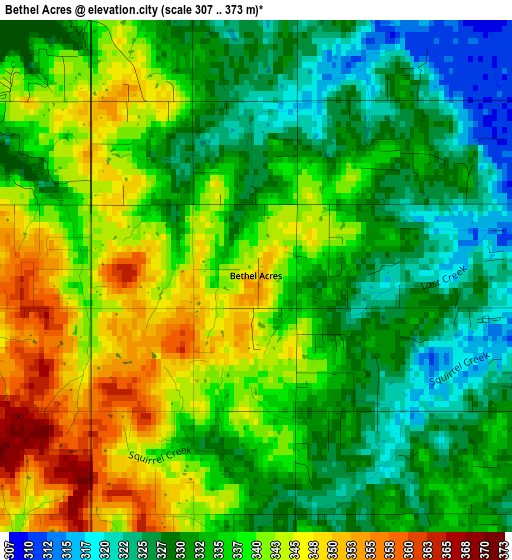 Bethel Acres elevation map