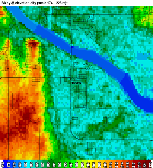 Bixby elevation map