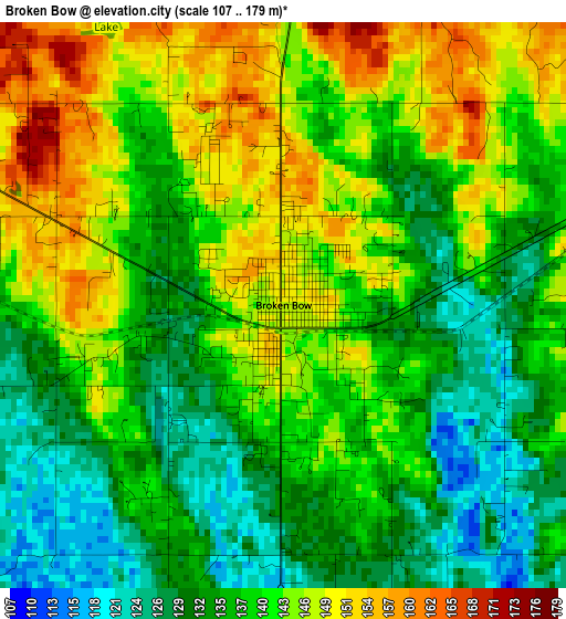 Broken Bow elevation map