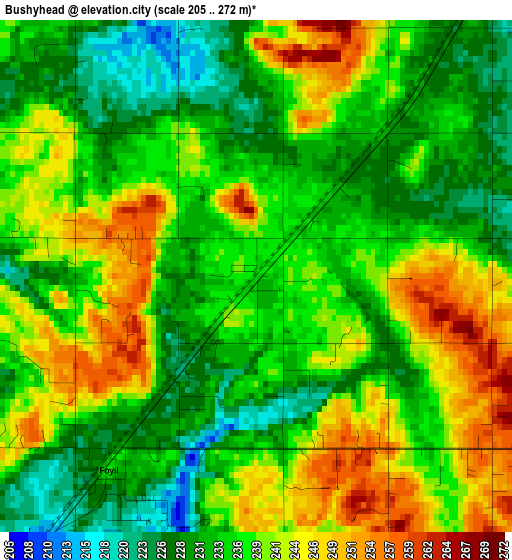 Bushyhead elevation map