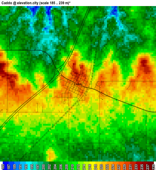 Caddo elevation map