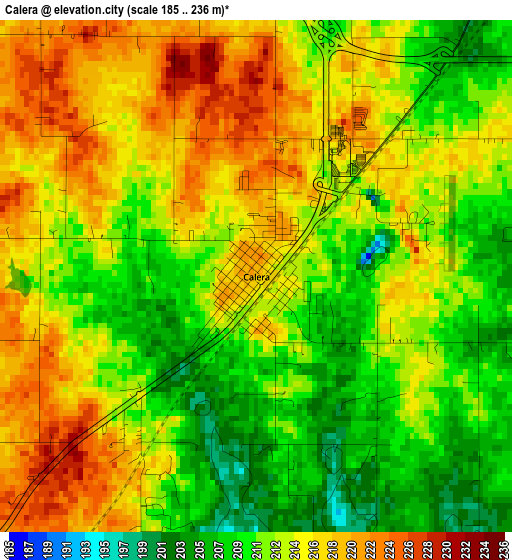 Calera elevation map