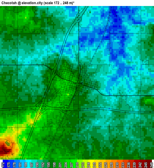 Checotah elevation map