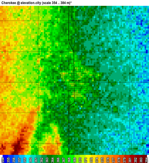 Cherokee elevation map