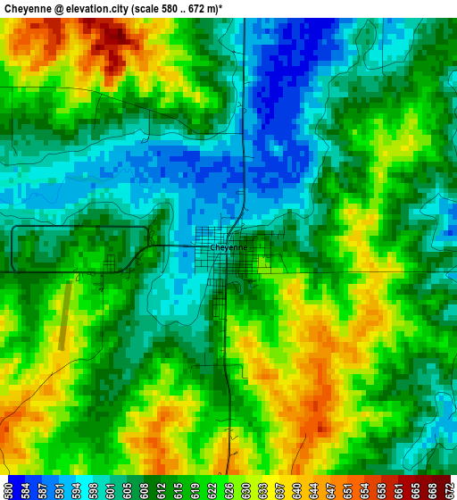 Cheyenne elevation map