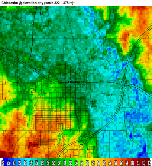 Chickasha elevation map