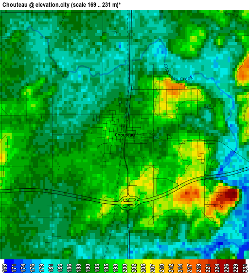 Chouteau elevation map