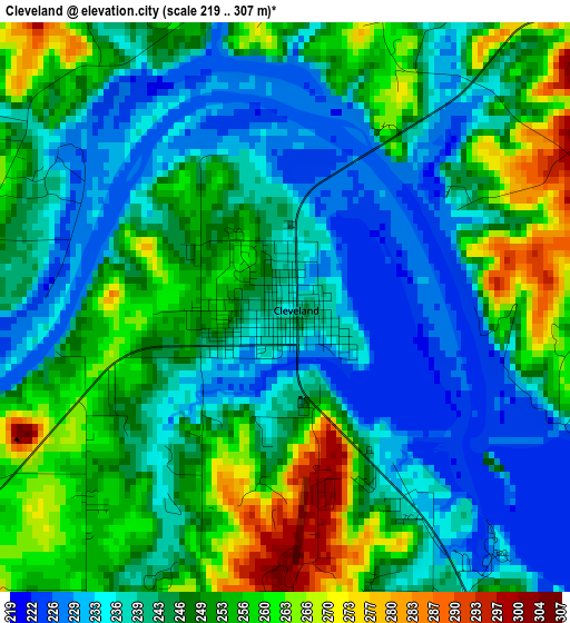 Cleveland elevation map