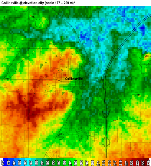 Collinsville elevation map