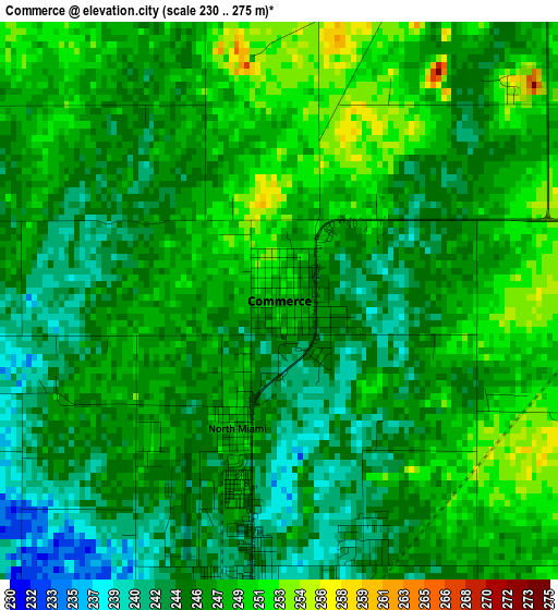 Commerce elevation map