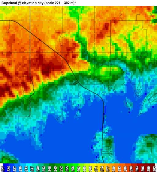 Copeland elevation map