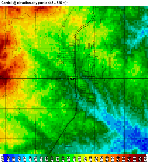 Cordell elevation map