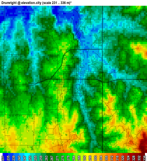 Drumright elevation map