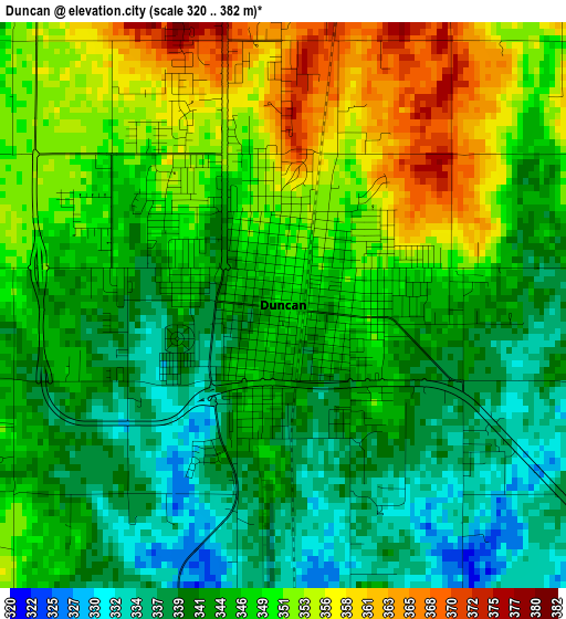 Duncan elevation map