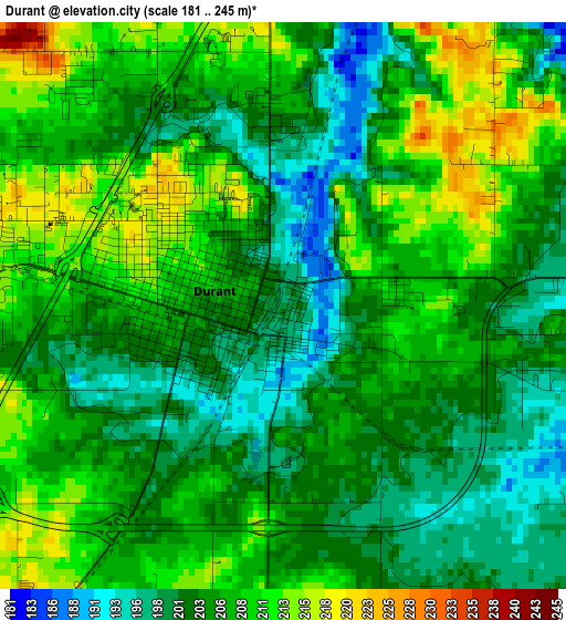 Durant elevation map