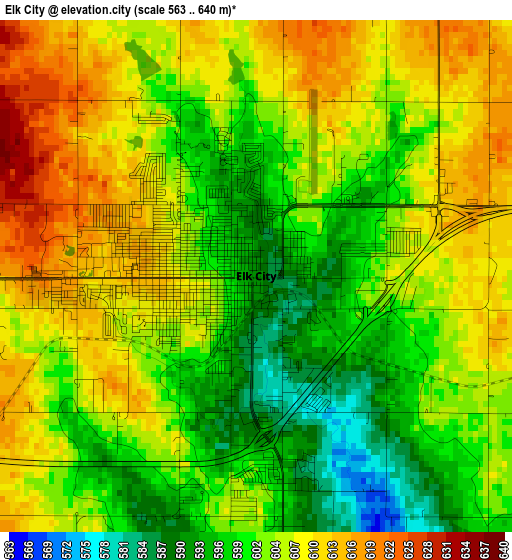 Elk City elevation map