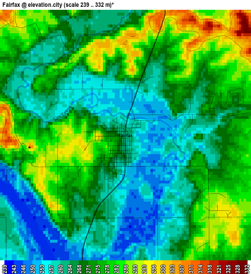 Fairfax elevation map