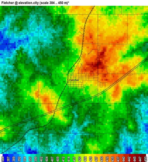 Fletcher elevation map