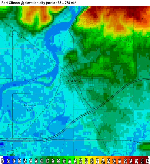 Fort Gibson elevation map