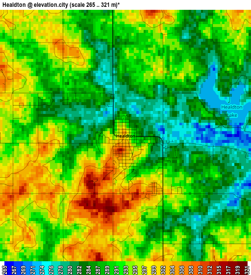 Healdton elevation map