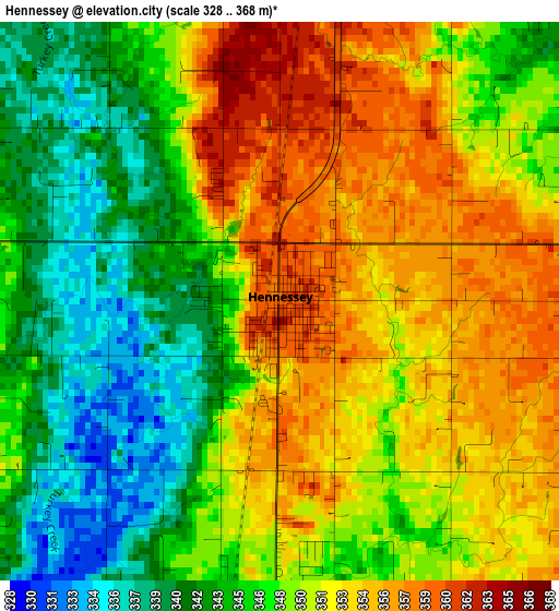 Hennessey elevation map